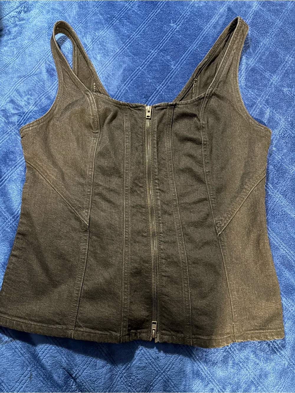 Universal Thread Black Zip-Front Denim Tank